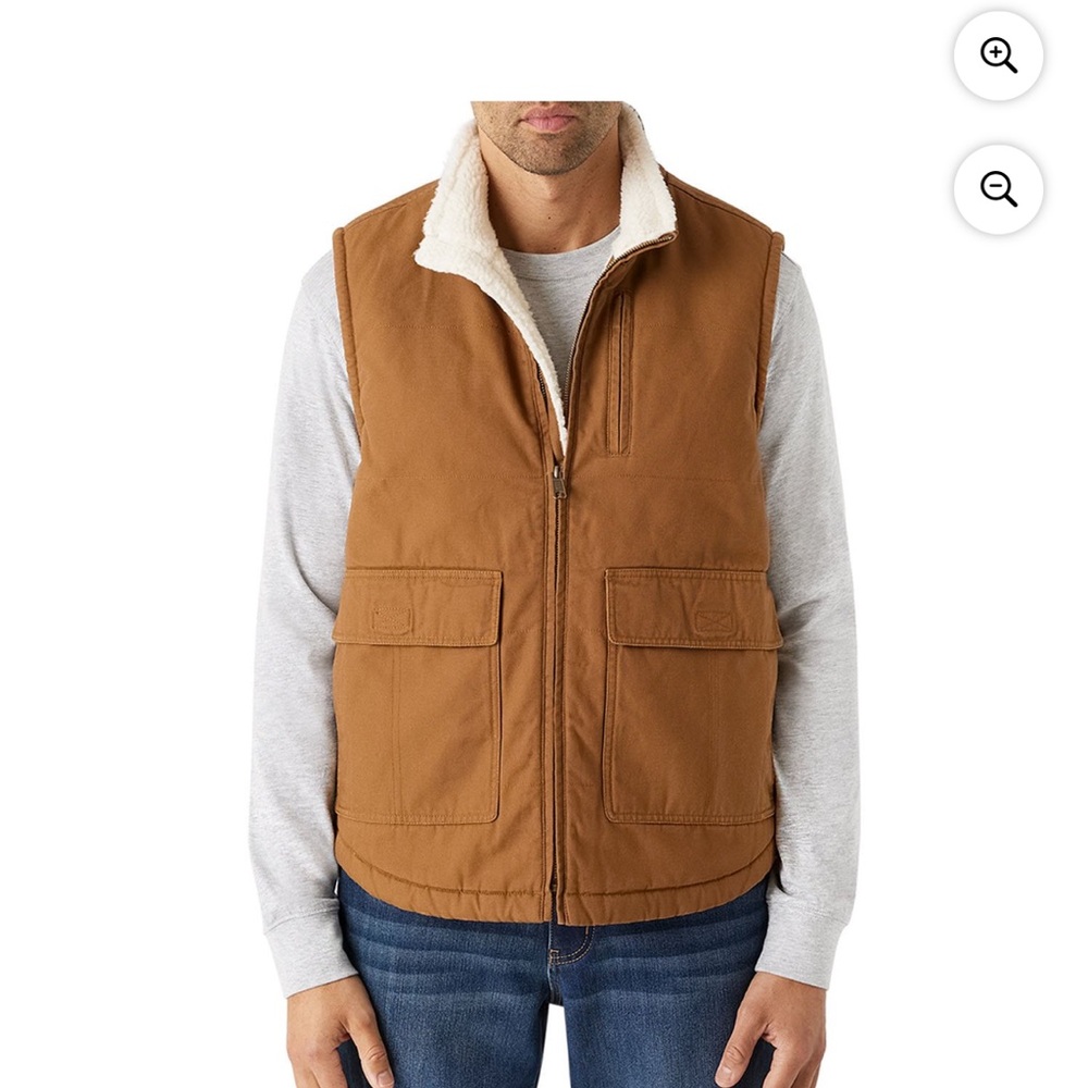 4. Lee Men's Tan Sherpa-Lined Vest